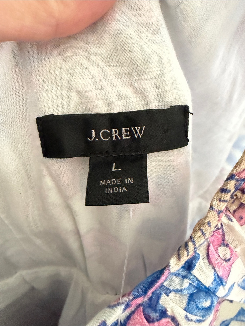 J. Crew White Midi Dress with Blue and Pink Floral Print Size Large - Picture 3 of 5